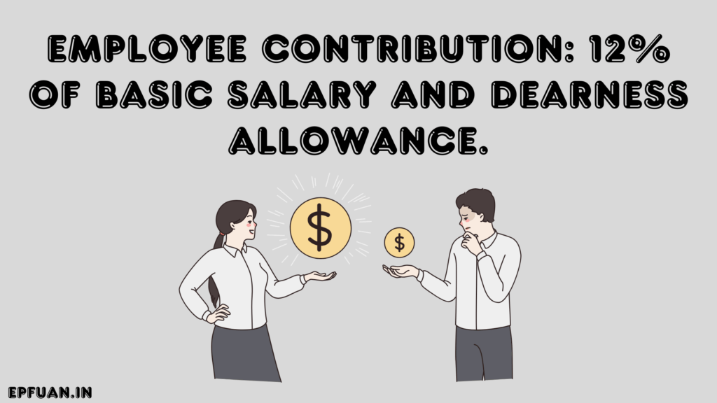 Employee Contribution 12% of basic salary and dearness allowance.